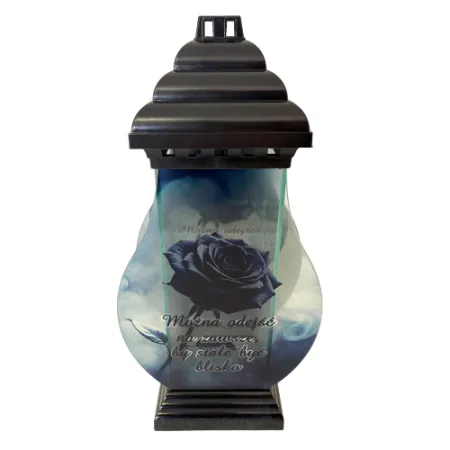 435-znicz z różą na niebieskim tle 1 sztuka